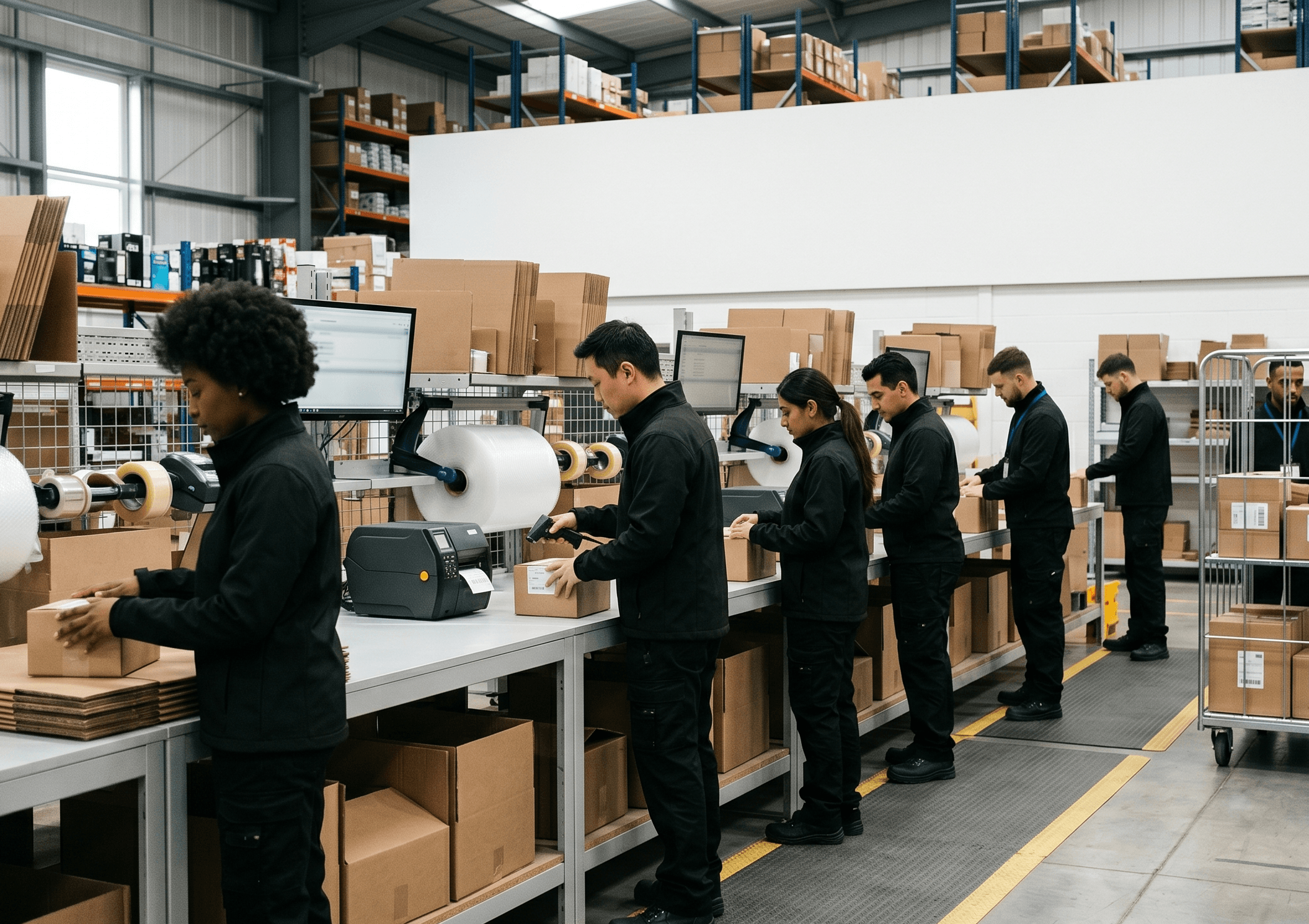 Rapid Pack packing lines and warehouse team working together