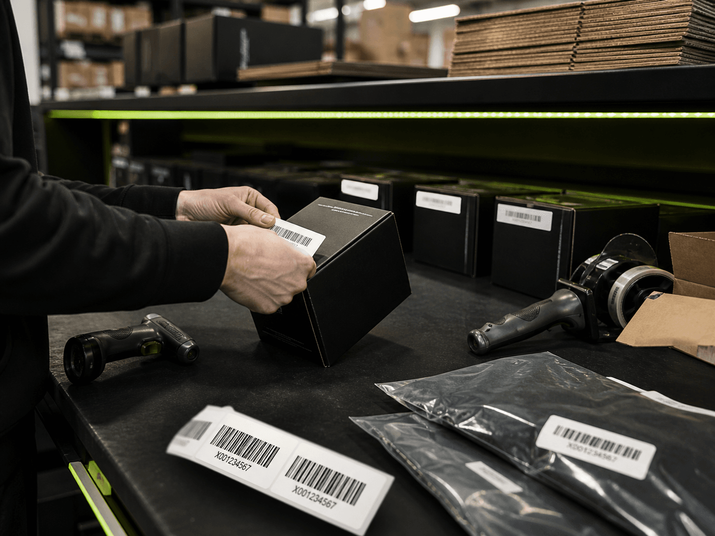 Hands-on product labelling and packing bench work
