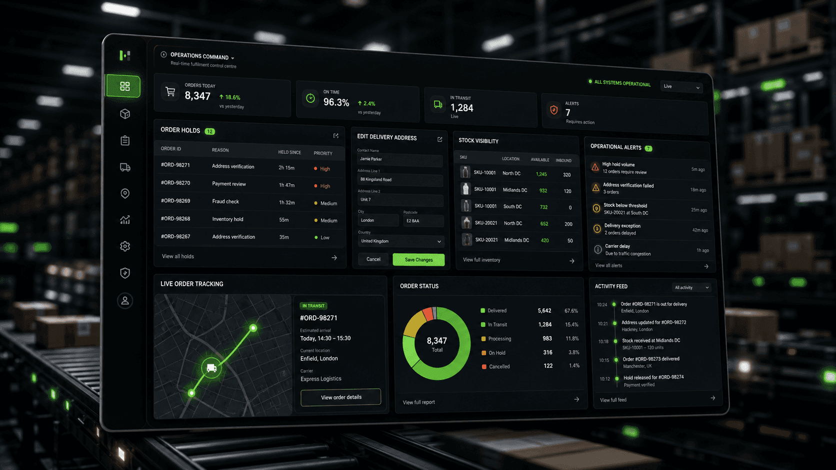 Live inventory and order visibility in the Rapid Pack dashboard