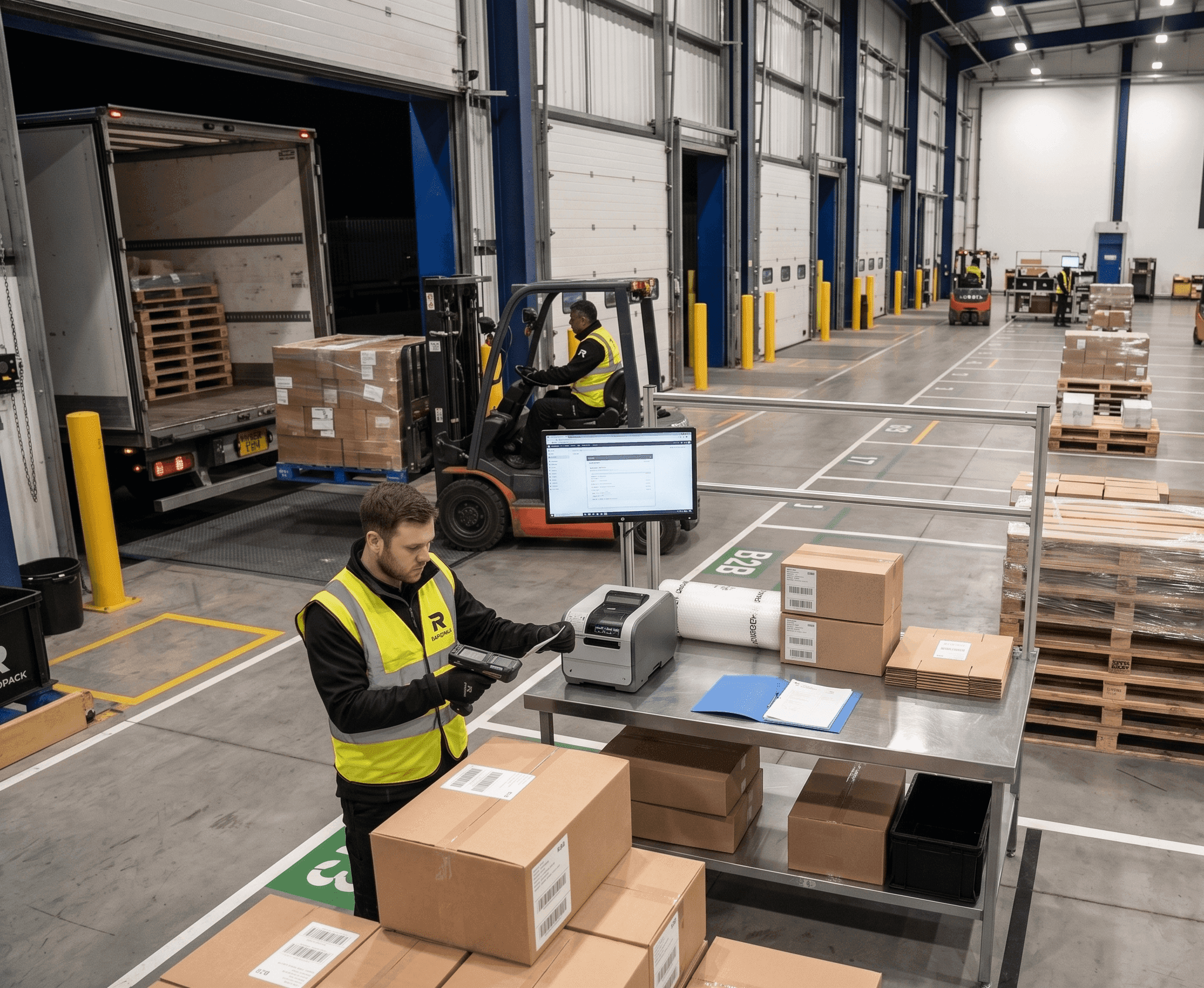 Rapid Pack cross-docking and freight handling inside the West Midlands fulfilment centre