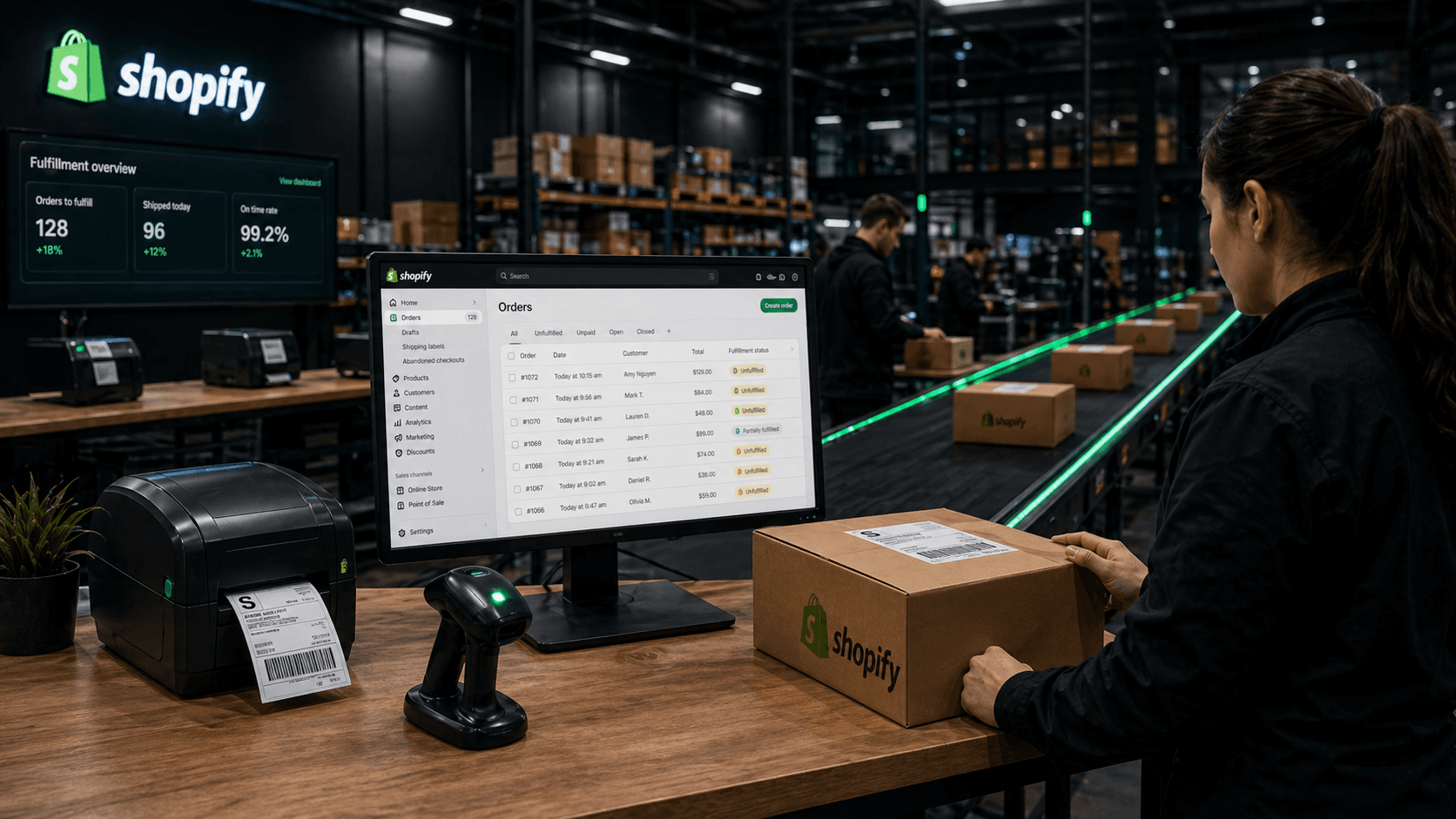 Rapid Pack team managing Shopify fulfilment workflows