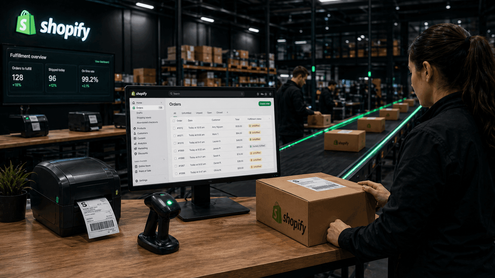 Rapid Pack team managing Shopify fulfilment workflows