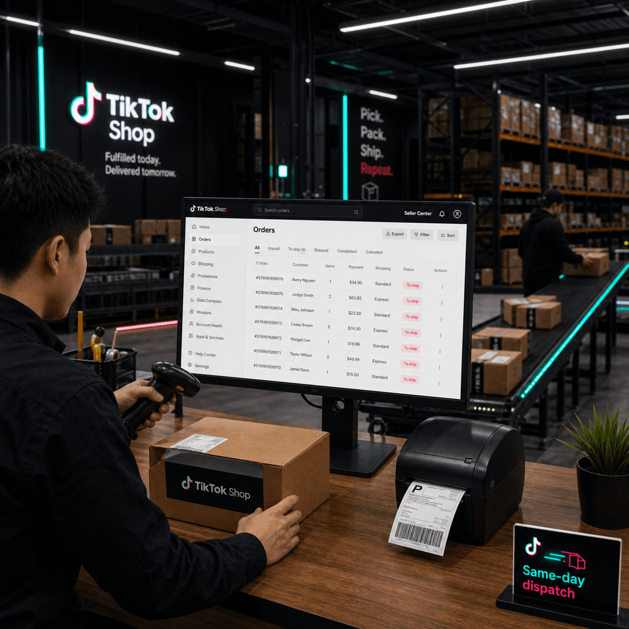 Spike-ready fulfilment operation with orders processed quickly