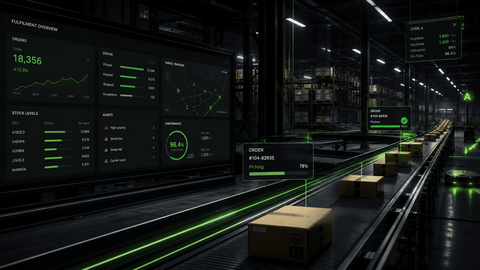 eBay order dispatch operation with tracked fulfilment workflow