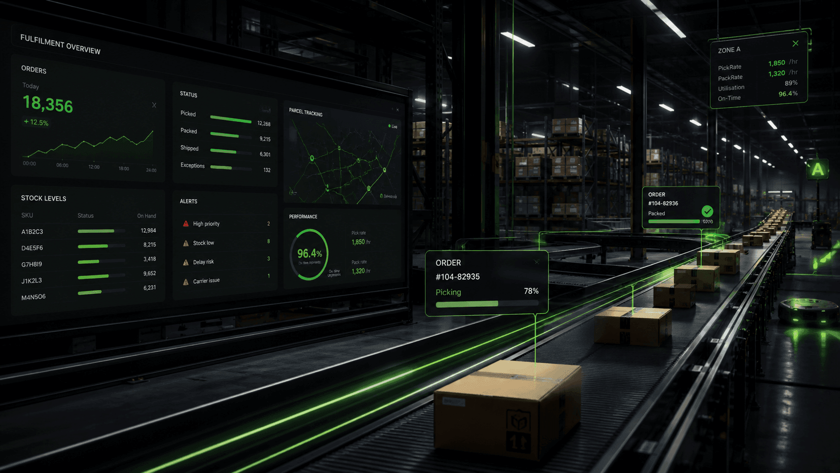 eBay order dispatch operation with tracked fulfilment workflow